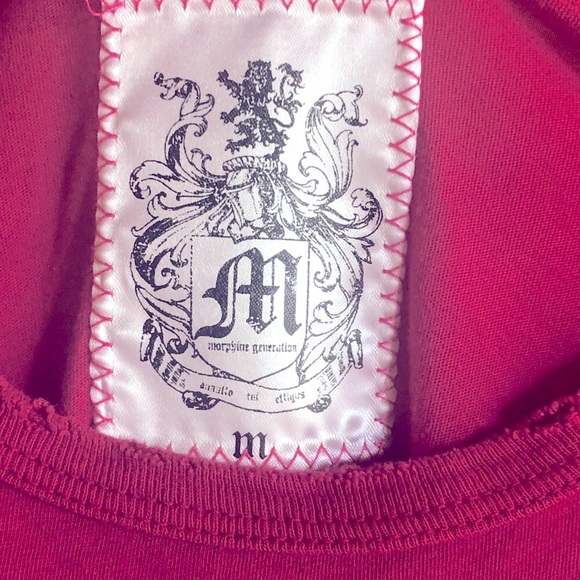 Vintage Pink with Silver Foil Emblem Morphine Generation distressed T-shirt - Picture 5 of 5
